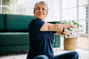 Middle-aged woman leading a healthy lifestyle