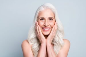 Smiling older woman with beautiful teeth